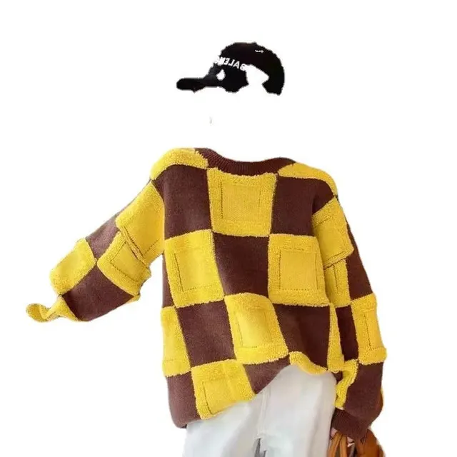 Pull en maille damier