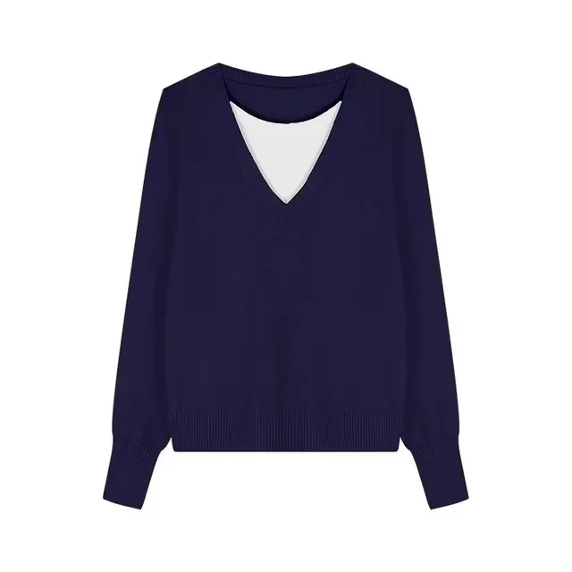 Pull col V faux deux-pièces