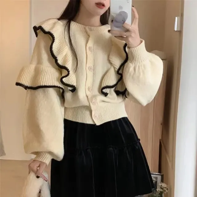 Cardigan à volants contrastés