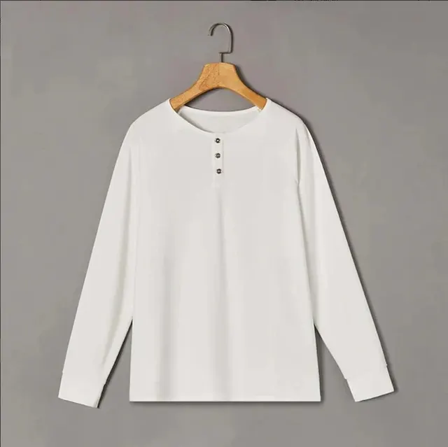 T-shirt col henley manches longues