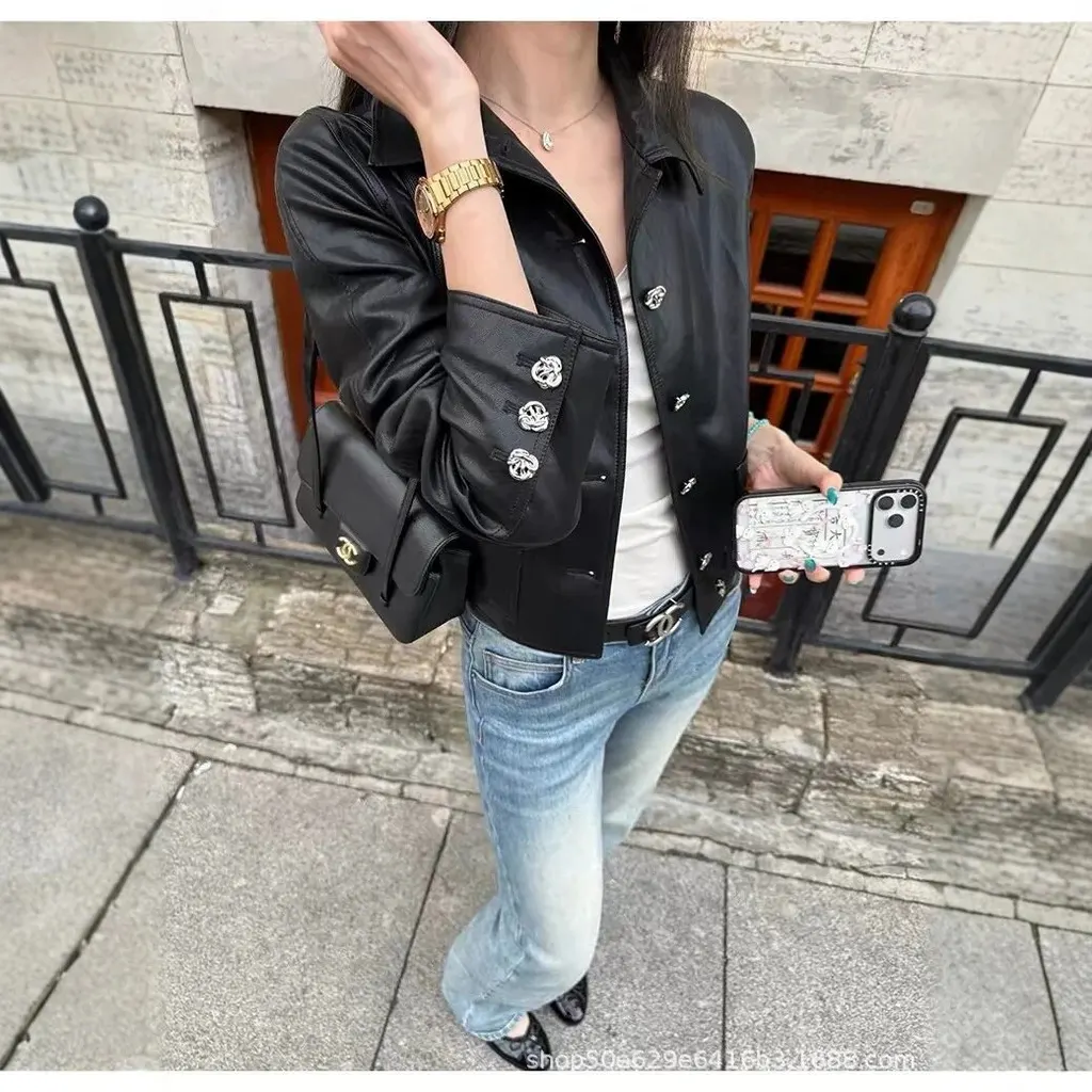 Veste courte en cuir