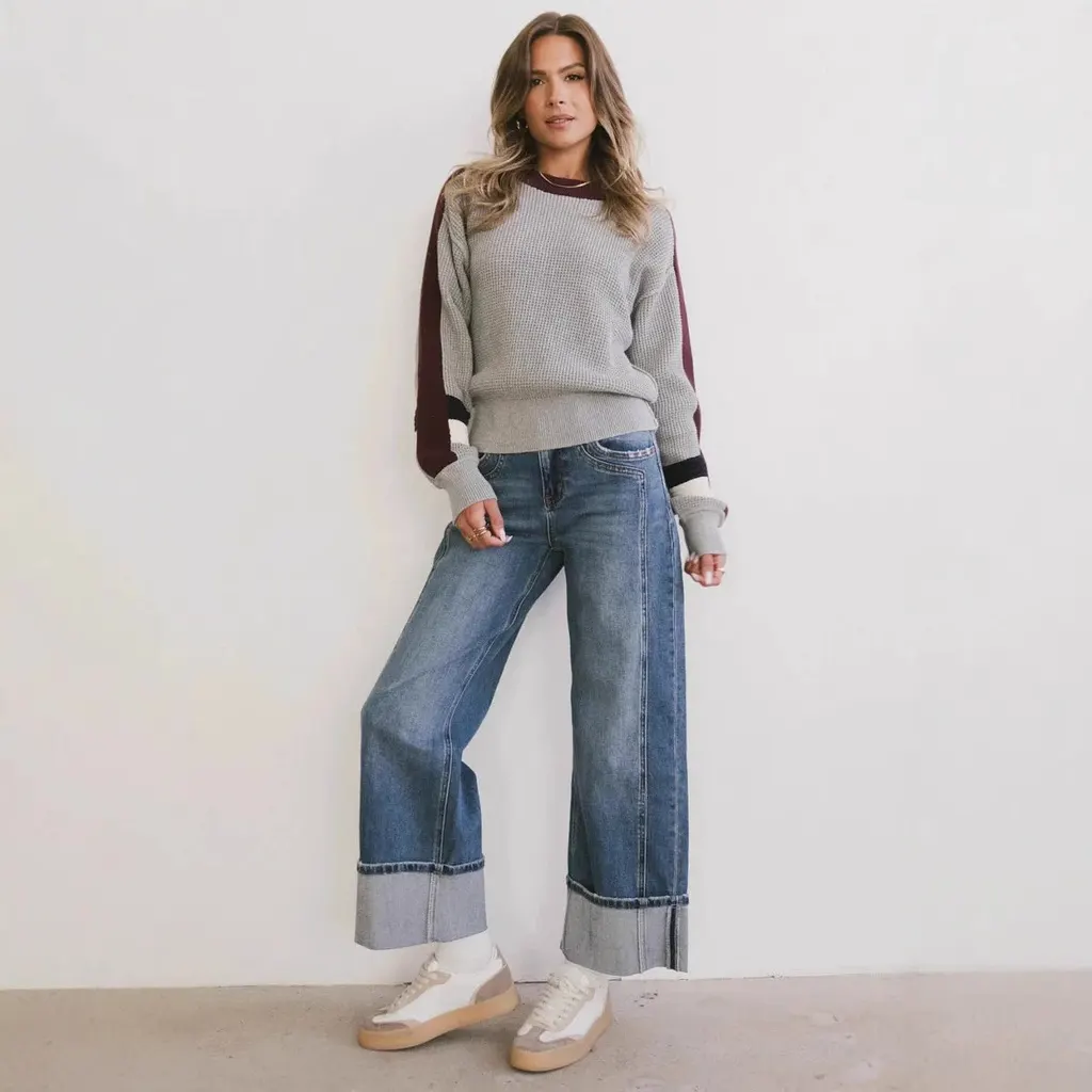 Jean large à revers
