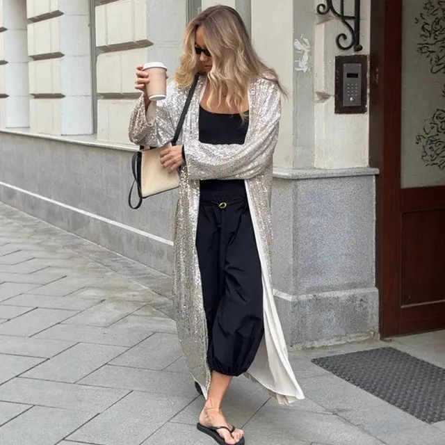 Cardigan long à sequins