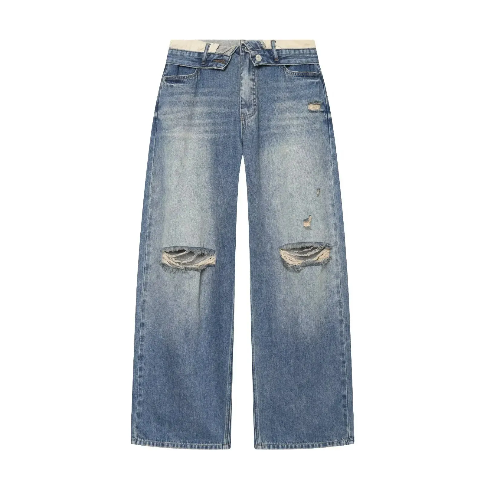 Jean large taille revers