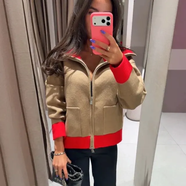 Veste zippée à grand col