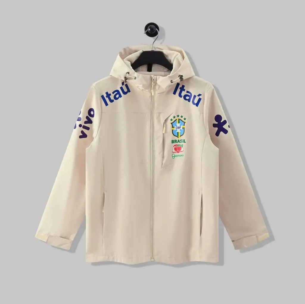 National Team Brazil Windproof and Waterproof Lightweight Jacket for Men and Women, Brazil Soccer Jersey, Cross-Border Drop Shipping Available