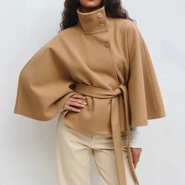 Manteau cape col montant