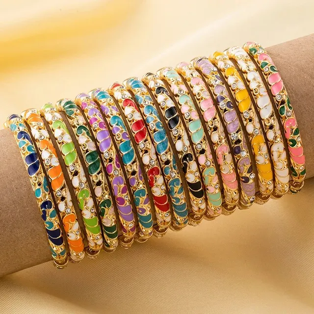 Bracelet jonc émaillé cloisonné