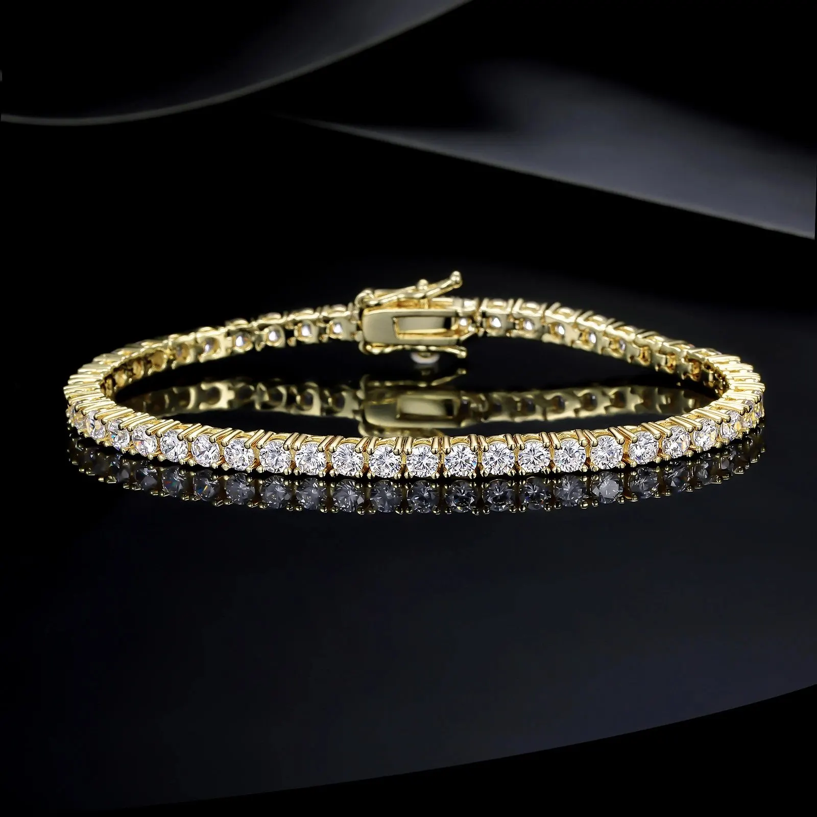 Bracelet tennis plaqué or