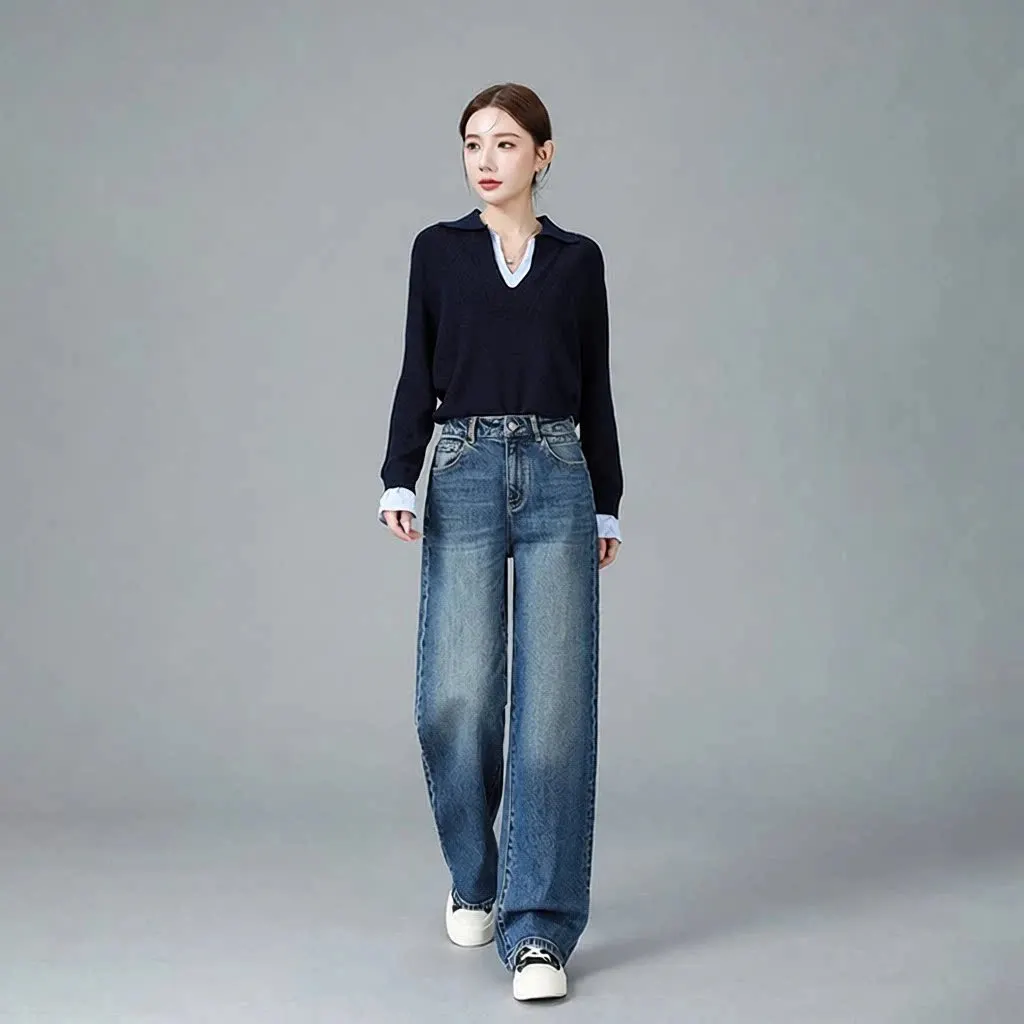Jean droit taille haute