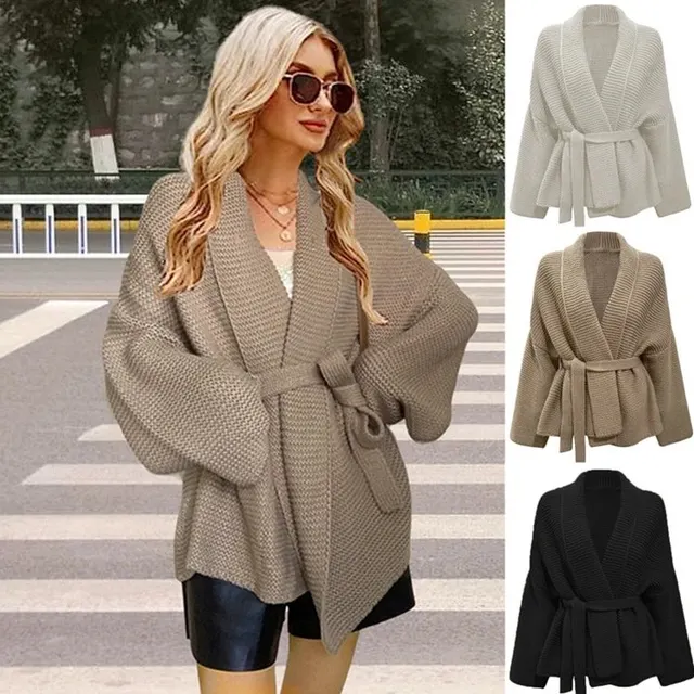 Cardigan en maille ceinturé