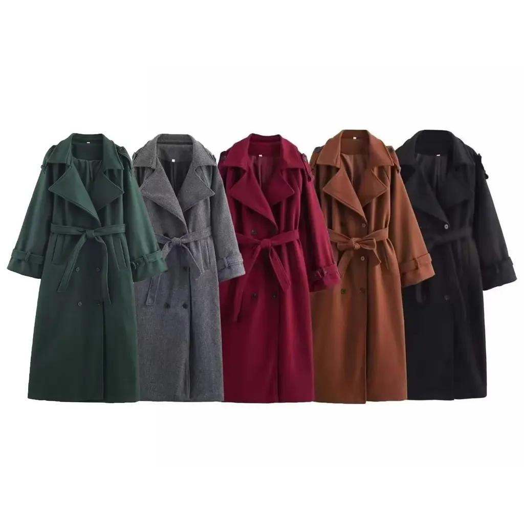 Trench-coat long ceinturé