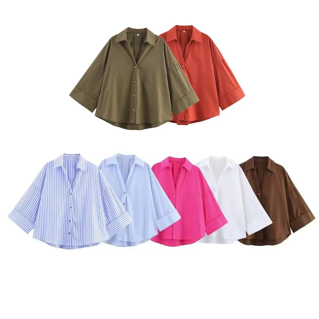 Chemise popeline manches larges