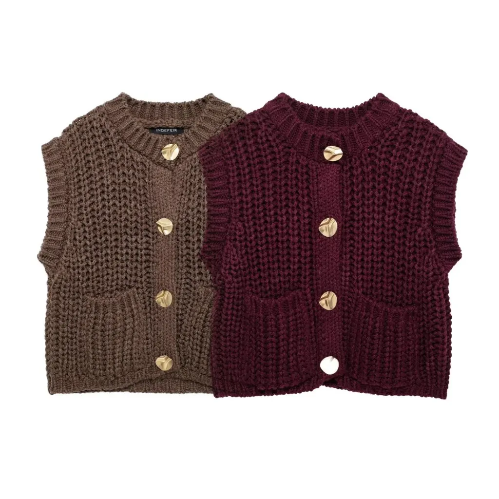 Gilet boutonné en grosse maille