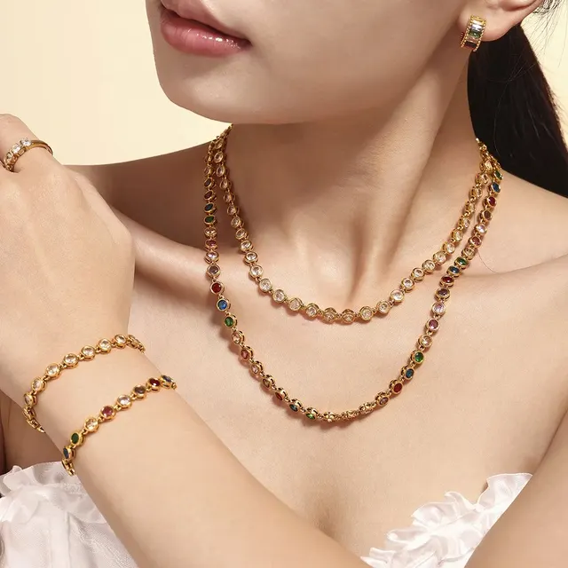 Parure collier bracelet zircons